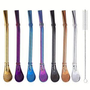 Yerba Mate, Loose tea leaves, Bombilla Stainless Steel drinking straws w/filters
